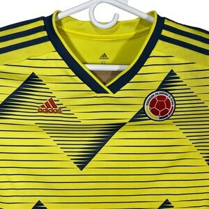 Adidas Colombia Soccer‎ Jersey XL Yellow Short Sleeve Football Shirt Futbol